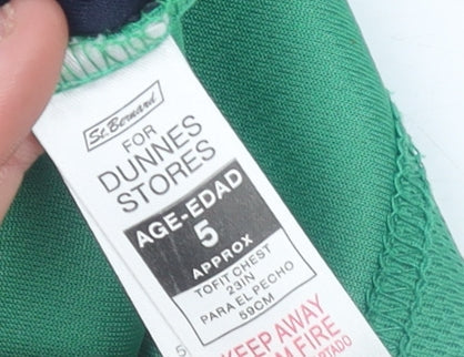Boys UK Size 5 Years St. Bernard Green Basic T-Shirt