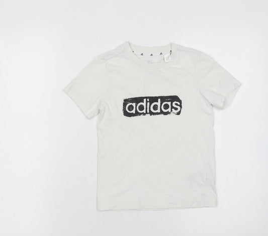 Boys UK Size 5-6 Years adidas White BasicJerseyPullover T-Shirt