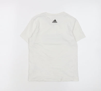 Boys UK Size 5-6 Years adidas White BasicJerseyPullover T-Shirt