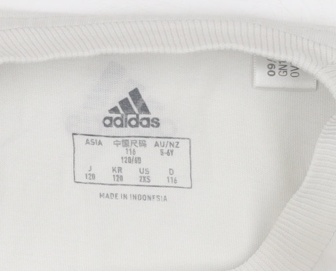 Boys UK Size 5-6 Years adidas White BasicJerseyPullover T-Shirt