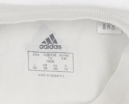 Boys UK Size 5-6 Years adidas White BasicJerseyPullover T-Shirt