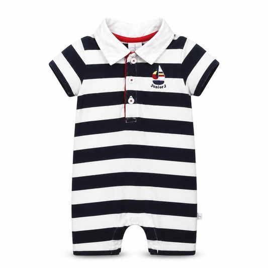 Debenhams Newborn Boys Navy & White Striped Romper Babygrow 100% Cotton