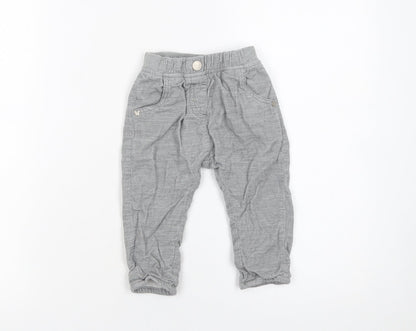 Next Grey Cotton Baby Jogger Trousers 6-9 Months Unisex Comfortable Fit