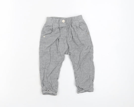 Next Grey Cotton Baby Jogger Trousers 6-9 Months Unisex Comfortable Fit