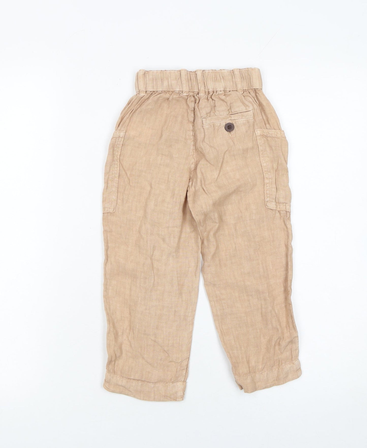 Girls UK Size 4 Years Zara Regular Fit Cargo Beige Trousers