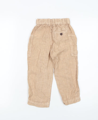 Girls UK Size 4 Years Zara Regular Fit Cargo Beige Trousers