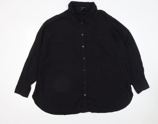 Womens UK Size 20 F&F Black Basic Button-Up