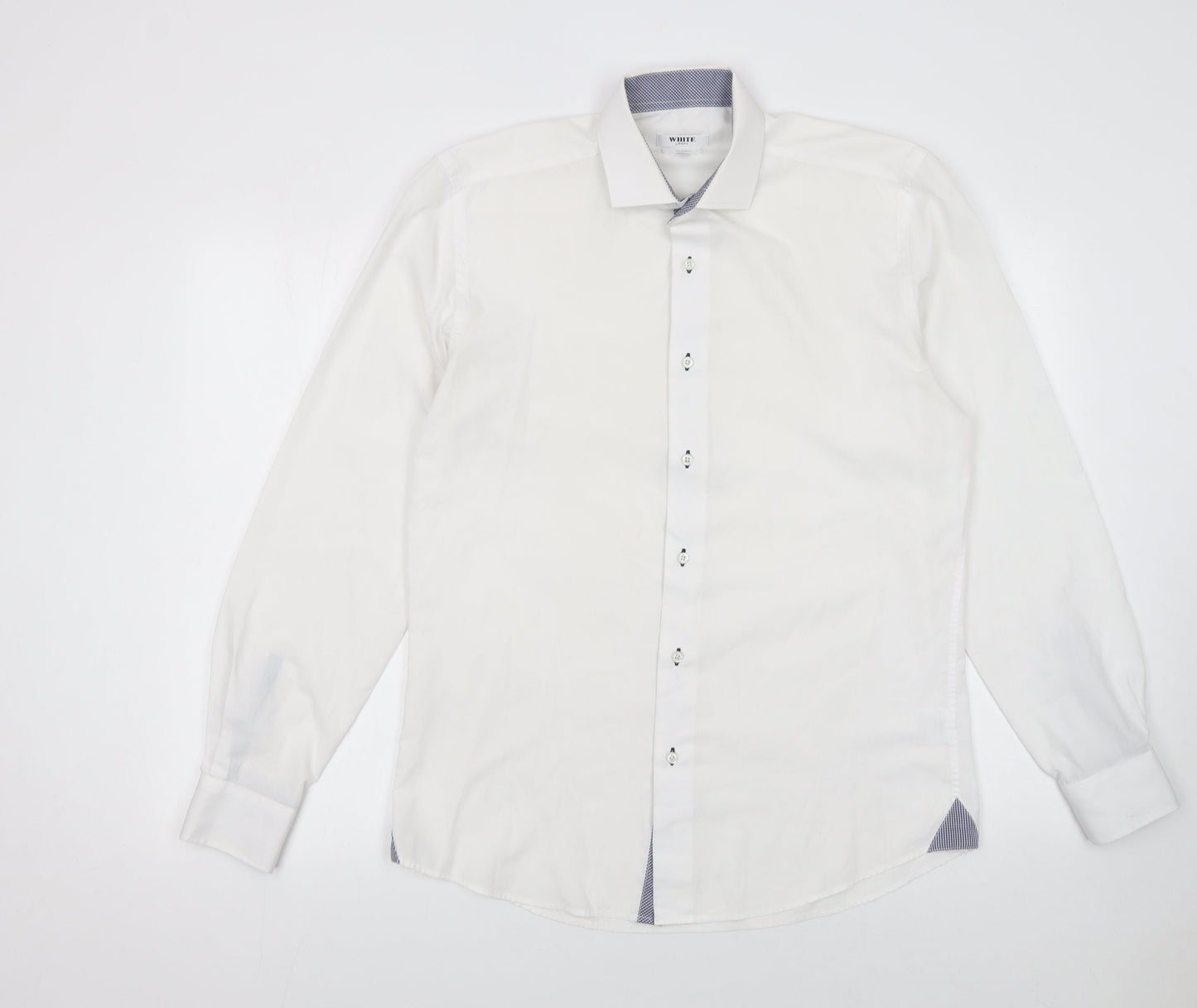 Mens UK Collar Size 15.5 WHITE LABEL Smart White  Dress Shirt
