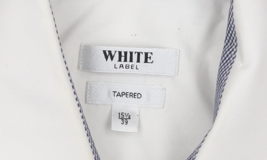 Mens UK Collar Size 15.5 WHITE LABEL Smart White  Dress Shirt