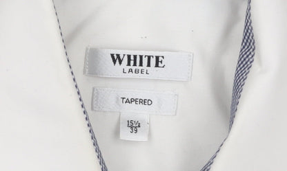 Mens UK Collar Size 15.5 WHITE LABEL Smart White  Dress Shirt