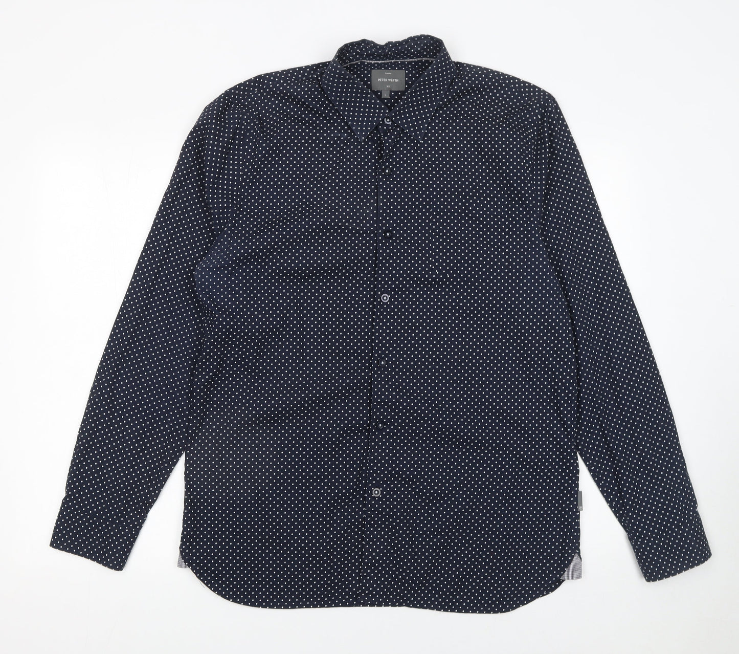 Mens UK Collar Size L Peter Werth Smart Blue  Dress Shirt