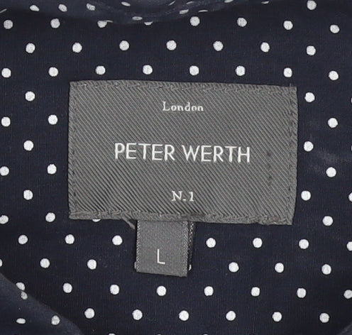 Mens UK Collar Size L Peter Werth Smart Blue  Dress Shirt