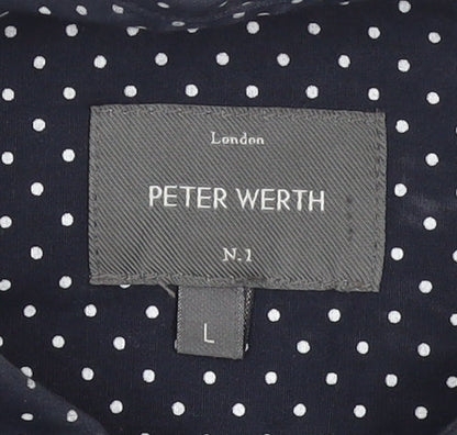 Mens UK Collar Size L Peter Werth Smart Blue  Dress Shirt