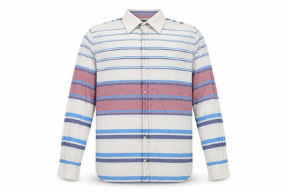 Front view of Signature Segrato Men's Multicoloured Slim Fit Striped Cotton Shirt L