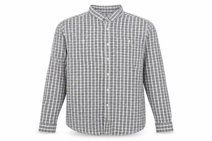 Tu Men's Grey Check Cotton Long Sleeve Button-Up Shirt L