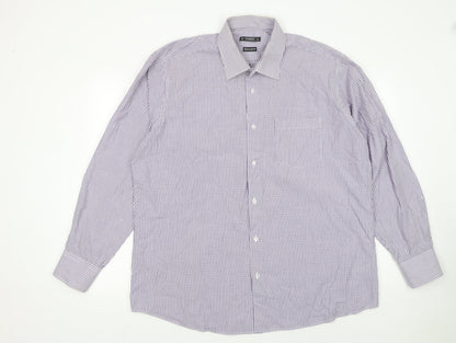 Dunnes Men’s Purple Striped Regular Fit Long Sleeve Cotton Shirt Size 17.5