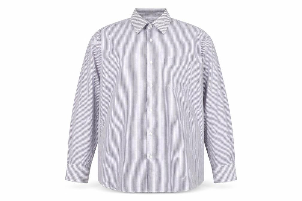 Dunnes Men’s Purple Striped Regular Fit Long Sleeve Cotton Shirt Size 17.5