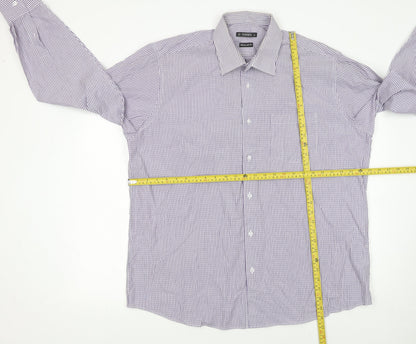 Dunnes Men’s Purple Striped Regular Fit Long Sleeve Cotton Shirt Size 17.5