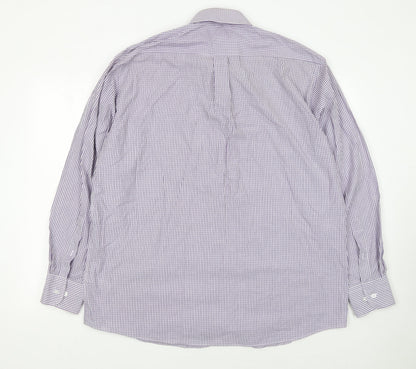 Dunnes Men’s Purple Striped Regular Fit Long Sleeve Cotton Shirt Size 17.5