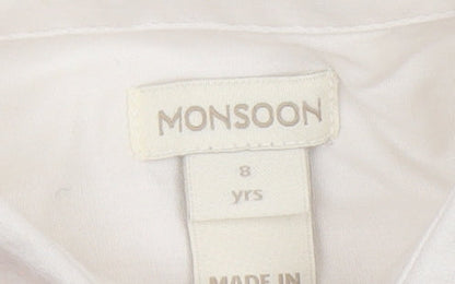 Girls UK Size 8 Years Monsoon Ivory Basic Button-Up