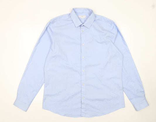 Mens UK Collar Size XL Tailor & Wright Smart Blue  Dress Shirt