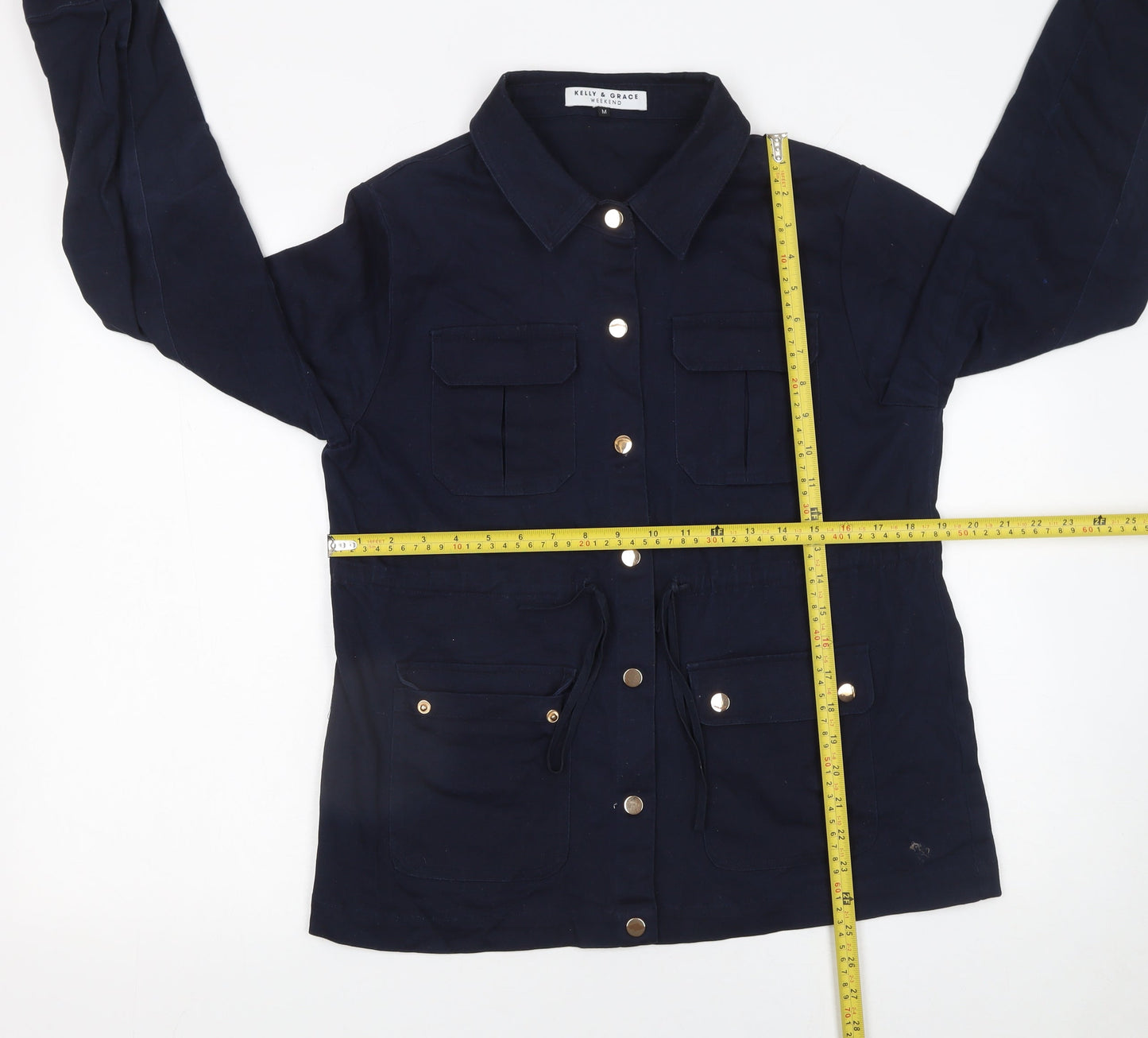 Womens UK Size M Kelly & Grace Blue Tunic Button-Up