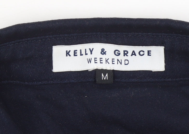 Womens UK Size M Kelly & Grace Blue Tunic Button-Up