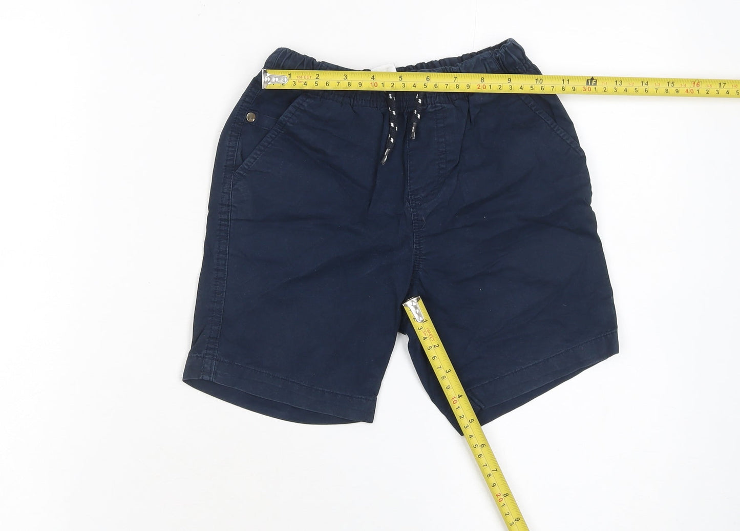 Next Boys Blue Cargo Shorts 7 Years Cotton Twill Drawstring Casual