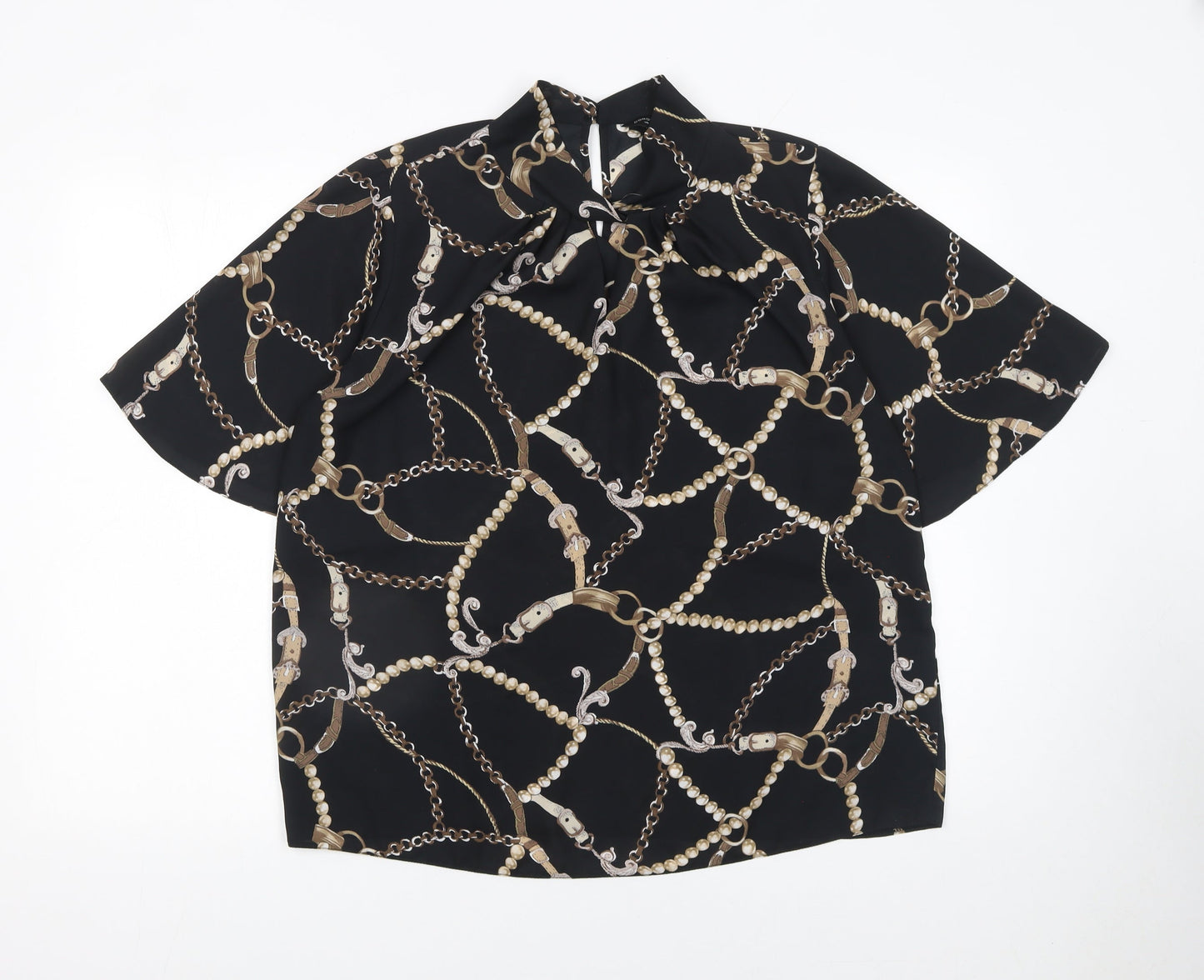Womens UK Size 14 Dorothy Perkins Black Tunic Blouse