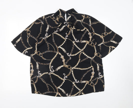 Womens UK Size 14 Dorothy Perkins Black Tunic Blouse