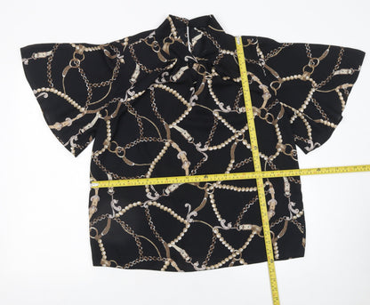 Womens UK Size 14 Dorothy Perkins Black Tunic Blouse