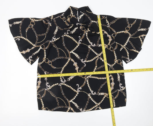 Womens UK Size 14 Dorothy Perkins Black Tunic Blouse