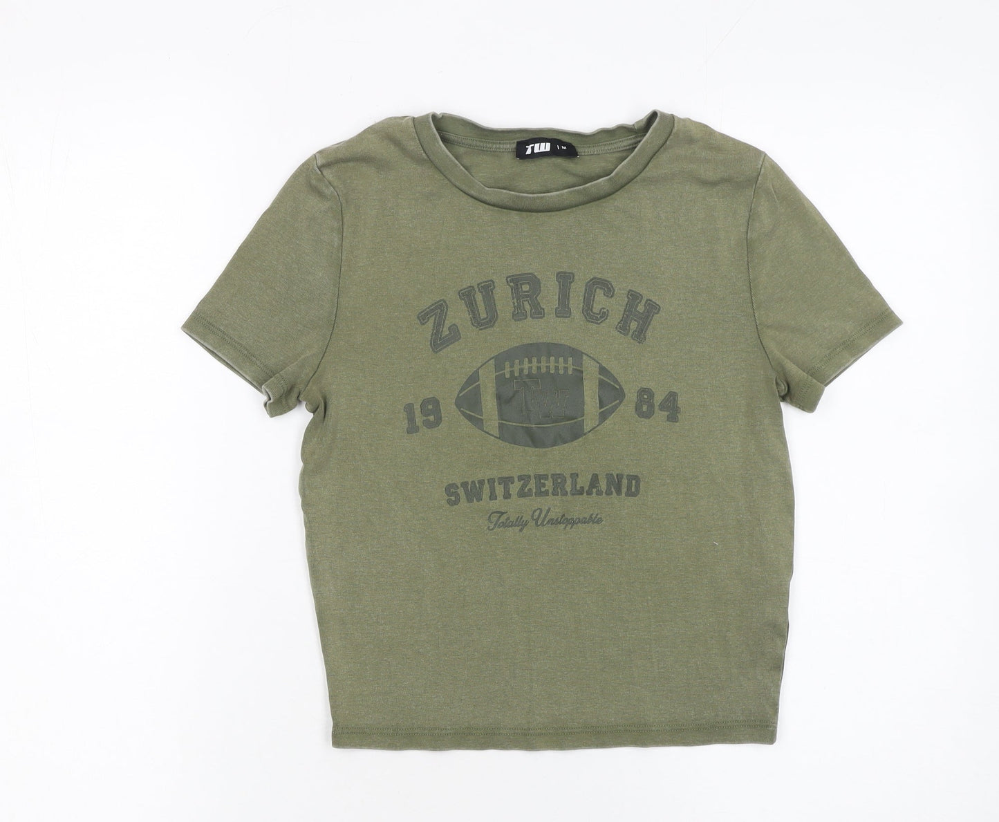 Womens UK Size M TW Green Cropped T-Shirt