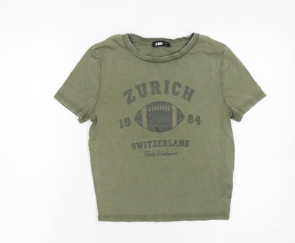 Womens UK Size M TW Green Cropped T-Shirt