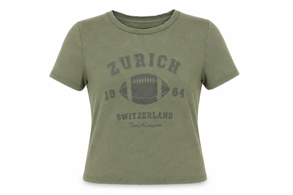 Womens UK Size M TW Green Cropped T-Shirt