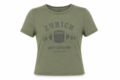 Womens UK Size M TW Green Cropped T-Shirt