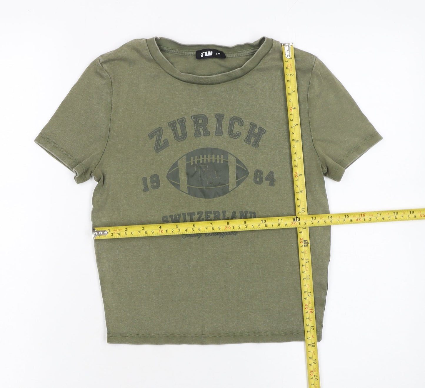 Womens UK Size M TW Green Cropped T-Shirt
