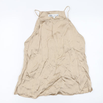 Womens UK Size 12 Zara Beige Camisole Tank