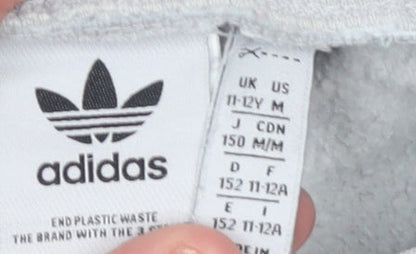 Adidas Boys Grey Jogger Trousers 11-12 Years Cotton Blend Casual Sportswear