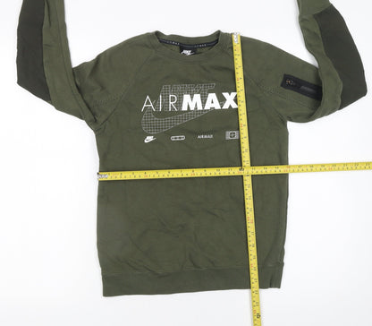 Nike Boys Green Air Max Pullover Sweatshirt M Regular Fit Fleece
