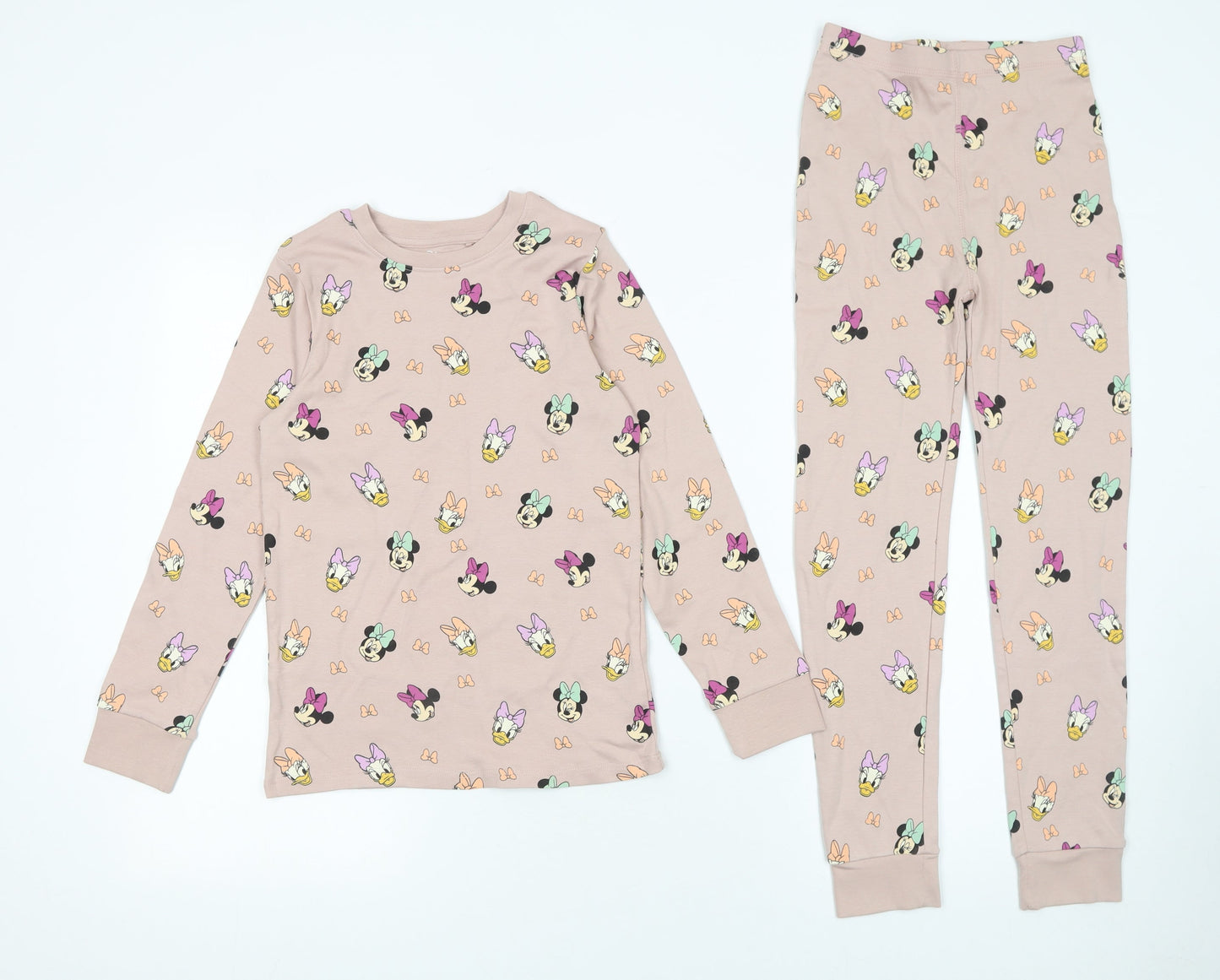 Next Girls Beige Disney Minnie Mouse Daisy Duck Cotton Pyjama Set 7-8 Years