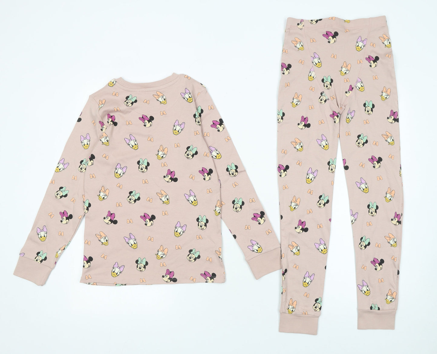 Next Girls Beige Disney Minnie Mouse Daisy Duck Cotton Pyjama Set 7-8 Years