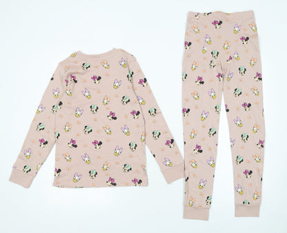 Next Girls Beige Disney Minnie Mouse Daisy Duck Cotton Pyjama Set 7-8 Years