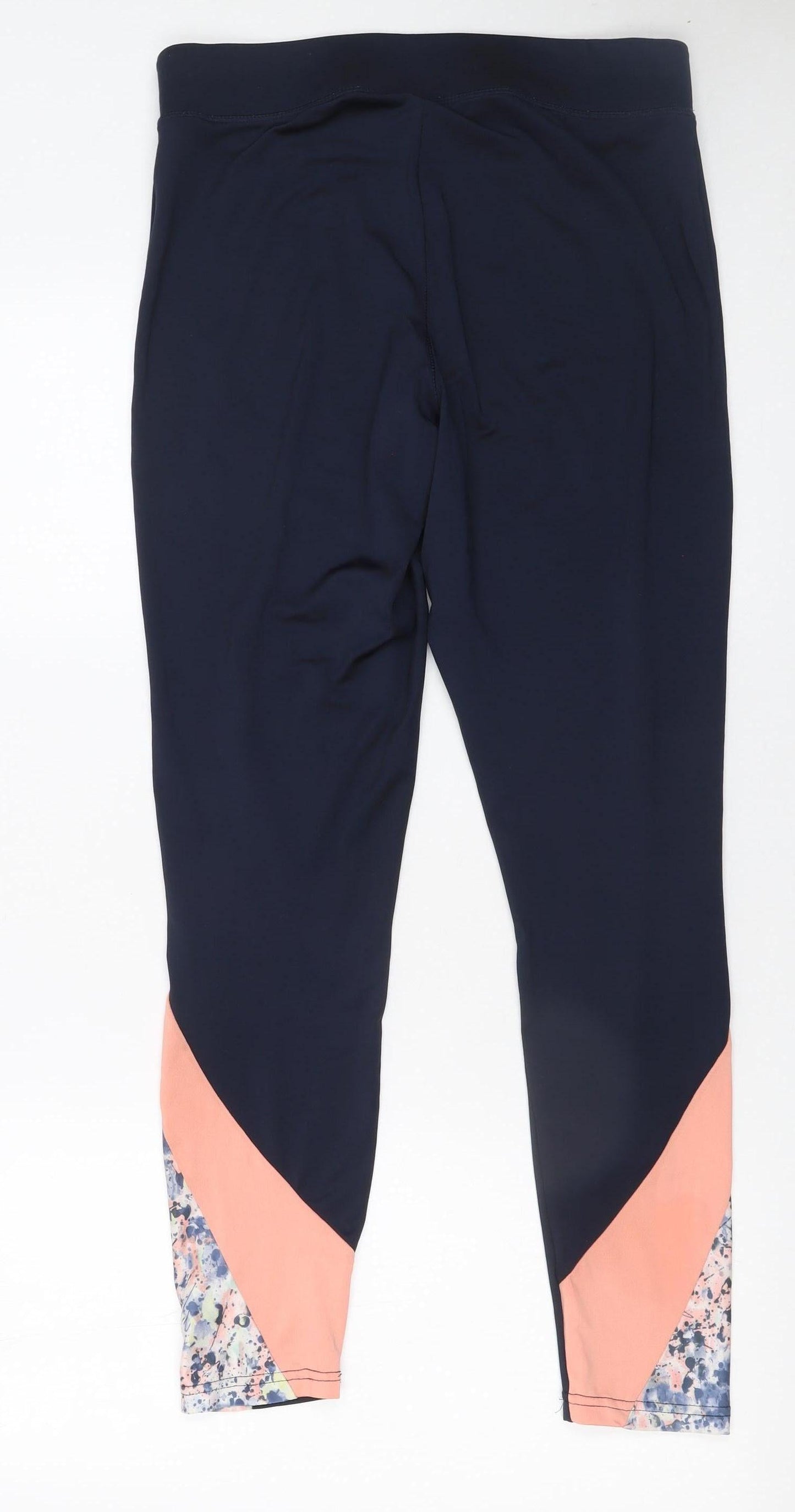 Dunnes Stores Women's Navy Floral Panel Leggings Size 12 M Activewear