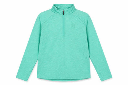 Front view of O'Neill boys’ green 13 years 1/4 zip sports sweatshirt