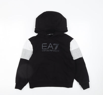Emporio Armani Boys Black Colourblock Pullover Hoodie 10 Years