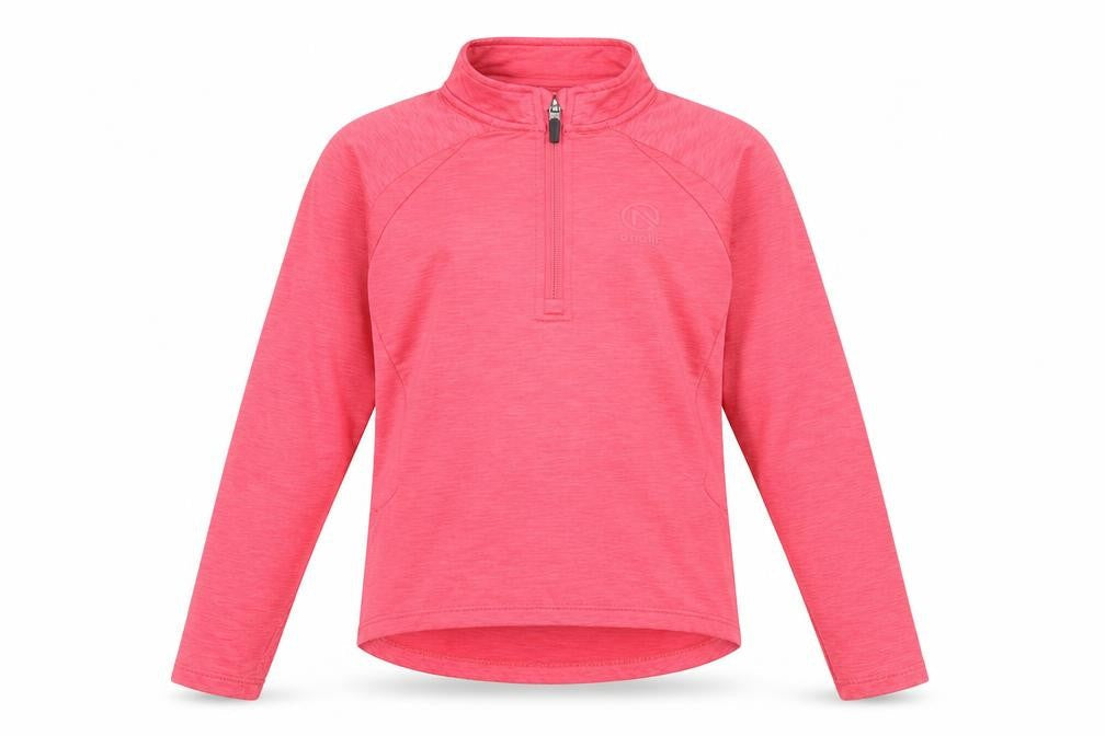 Front view of O'Neill girls’ pink 13 years 1/4 zip long sleeve sports sweatshirt