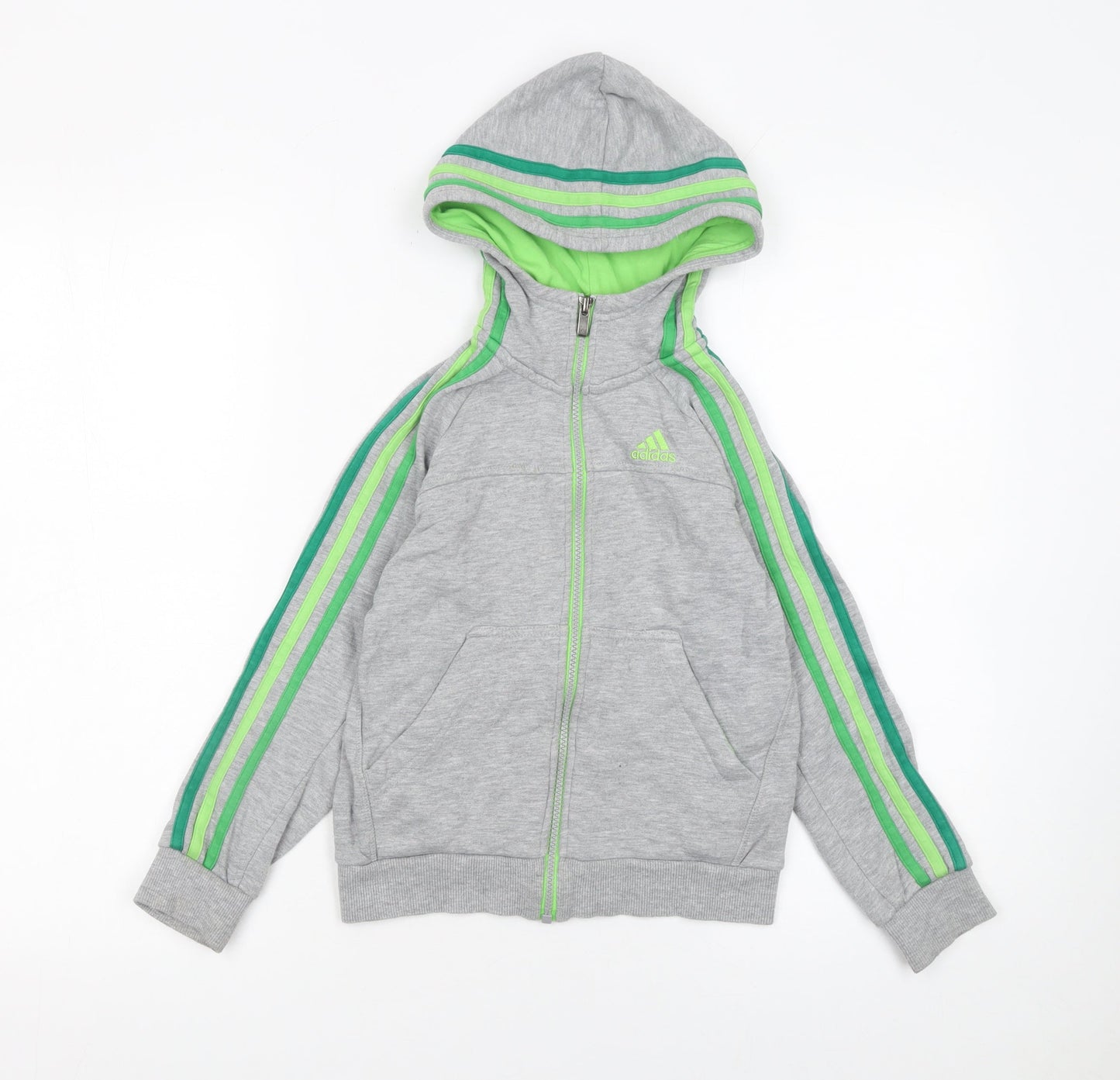 Boys UK Size 7-8 Years adidas Grey Full Zip Hoodie