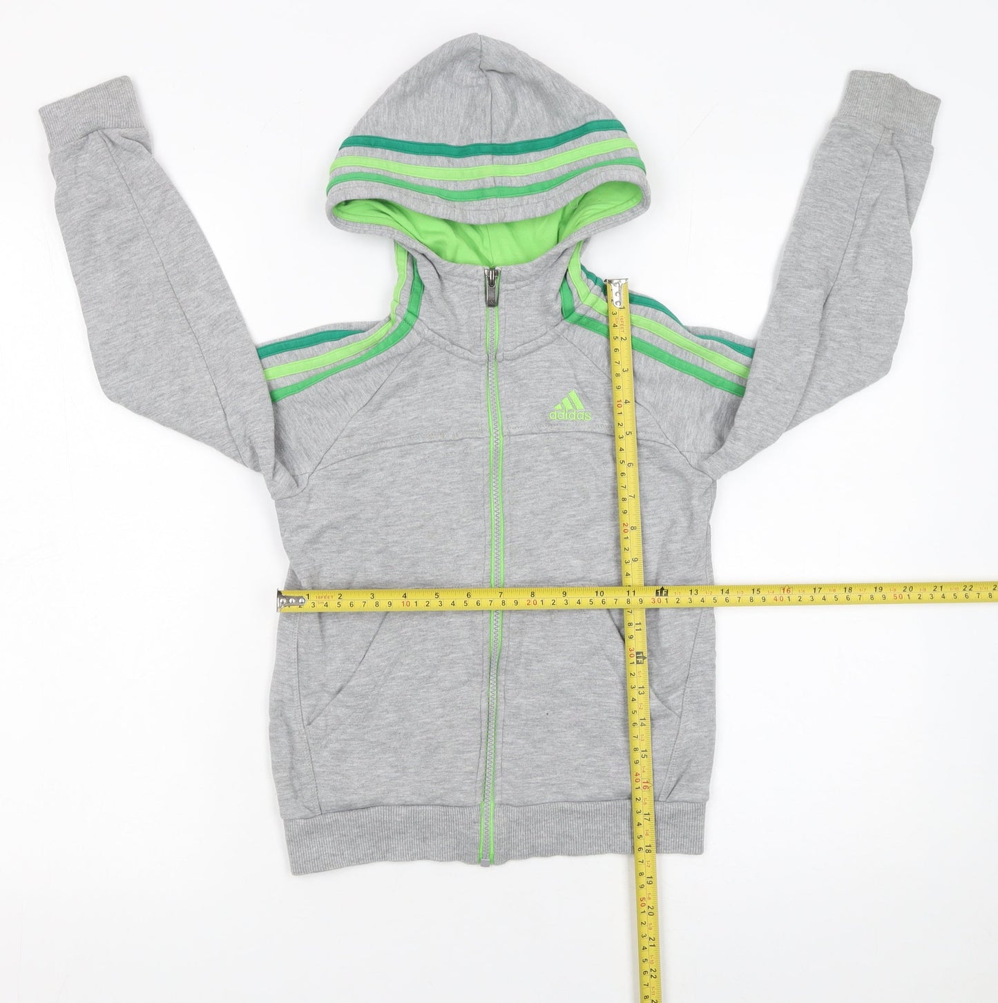 Boys UK Size 7-8 Years adidas Grey Full Zip Hoodie