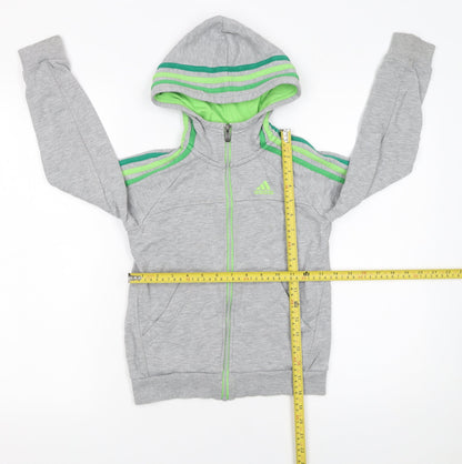 Boys UK Size 7-8 Years adidas Grey Full Zip Hoodie